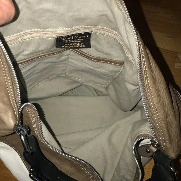 Gianni Notaro Made in Italy Leather Color Block Shoulder Bag - Picture 13 of 16